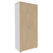 3253310146440-Armoire haute INEO/LEVEL/STEELY/WOODY - L80 x H180 x P47 - 2 portes - Corps blanc - Portes et dessus imita--0