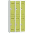 Vestiaire multicases - 3 colonnes - 6 portes - 180 x 120 x 50 cm - gris/anis