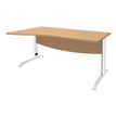 Bureau droit IDRA - Vague à gauche - L160 cm - Pieds blancs - Plateau imitation Hêtre