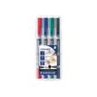 4007817186428-STAEDTLER Lumocolor duo - 4 marqueurs biseau double pointe - permanent - noir, rouge, bleu,-P_79408911_2-0
