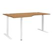 Bureau compact 90° à gauche YES ! - 160 cm - Pieds ajustables blancs - Merisier