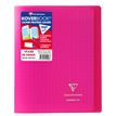 3037929514087-Clairefontaine Koverbook - Cahier polypro 17 x 22 cm - 96 pages - grands carreaux (Seyes) - rose--0