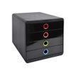 Exacompta PopBox - Module de classement 4 tiroirs - noir/arlequin