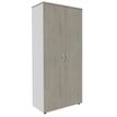 3253310161764-Armoire haute IDRA/DUAL - H180 x L80 x P47 - 2 portes - Corps blanc- Portes et dessus imitation chêne --0