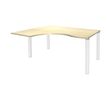 Bureau compact EXPRIM - L180 cm - Retour gauche - Plateau imitation Erable - Pieds blanc (Pieds de renfort obligatoire à rajouter - non inclus)