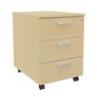 3253310160880-Caisson mobile LEVEL/STEELY/WOODY- L43 x H56 x P60 cm - 3 tiroirs - Imitation Hêtre--0