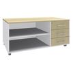 3253310163492-Console mobile LEVEL/STEELY/WOODY- L120 x H63 x P60 cm - 3 tiroirs - coté Blanc - finition faça-P_79432630_1-0