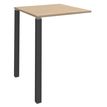 Table Lounge - L80xH105xP80 cm - 2 pieds carbonne - plateau imitation chêne clair