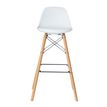 Lot de 2 tabourets haut STEELWOOD - pied hêtre - assise blanche