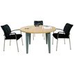 2012349456682-Table de réunion ronde EVIDENCE - 120 cm - Pieds blancs - Plateau imitation merisier-P_79441415_1-0