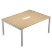 2012349514726-Table de réunion BRIDGE - L160 x H73 x P120 - Pieds gris alu - Plateau chêne-P_79441876_1-0