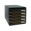 Exacompta BigBox Plus - Module de classement 5 tiroirs - noir/orange/noir