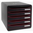 Exacompta BigBox Plus - Module de classement 5 tiroirs - noir/framboise/noir