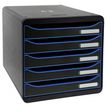 Exacompta BigBox Plus - Module de classement 5 tiroirs - noir/bleu glacé/noir