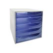 Le Dauphin Ecobox - Armario de cajones - 5 cajones - para A4 Plus - gris, transparent ice blue