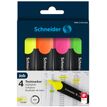 Schneider Job - Markeerstift - voor faxpapier - groen, geel, oranje, roze - inkt op waterbasis - 1-5 mm - pak van 4