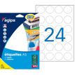 Agipa Etiquettes - Permanente kleeflaag - wit - 30 mm rond 384 etiket(ten) (16 vel(len) x 24) etiketten