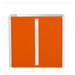 Armoire basse à rideaux EASY OFFICE - 110 x 104 x 41,5 cm - Corps et poignée blanc - Rideaux orange