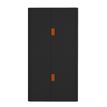 Armoire haute à rideaux EASY OFFICE - 110 x 204 x 41,5 cm - Corps et rideaux noir - Poignée orange