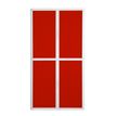 Armoire haute à rideaux EASY OFFICE - 110 x 204 x 41,5 cm - Corps et poignée blanc - Rideaux rouge