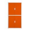 Armoire haute à rideaux EASY OFFICE - 110 x 204 x 41,5 cm - Corps et poignée blanc - Rideaux orange