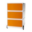 Paperflow easyBox - Voetsteun - mobiel - 3 lades - ABS-plastic, polystyreen - wit, oranje