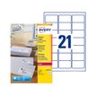 Avery - 840 Étiquettes adresse blanches - 63,5 x 38,1 mm - Impression laser - réf L7160-40