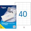 Agipa Etiquettes - Permanente kleeflaag - wit - 52.5 x 29.7 mm 4000 etiket(ten) (100 vel(len) x 40) doos - etiketten
