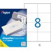Agipa Etiquettes - Permanente kleeflaag - wit - 105 x 74 mm 800 etiket(ten) (100 vel(len) x 8) doos - etiketten