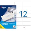 Agipa Etiquettes - Permanente kleeflaag - wit - 105 x 49.39 mm 1200 etiket(ten) (100 vel(len) x 12) doos - etiketten