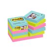 Post-it - 12 Blocs notes Super Sticky Miami - couleurs assorties - 47,6 x 47,6 mm