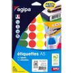Agipa Etiquettes - Permanente kleeflaag - blauw, geel, rood, groen, oranje - 24 mm rond 280 etiket(ten) (7 vel(len) x 40) etiketten
