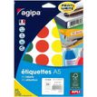 Agipa Etiquettes Multi-Usage - Permanente kleeflaag - verschillende kleuren - 30 mm rond 168 etiket(ten) (7 vel(len) x 24) etiketten
