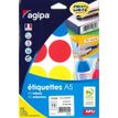 Agipa Etiquettes - Permanente kleeflaag - blauw, geel, rood, groen - 45 mm rond 84 rol(len) (7 vel(len) x 12) etiketten