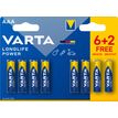 Varta Longlife Power 6+2 batterij - 8 x AAA-type - Alkalisch