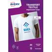 Avery Transfert Textile - Wit - A4 (210 x 297 mm) 15 vel(len) transferpapier