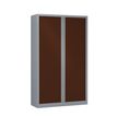 Armoire haute monobloc à rideaux ETIC - 198 x 120 cm - aluminium/imitation wengé