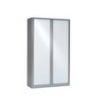 Armoire haute monobloc à rideaux ETIC - 198 x 120 cm - aluminium/blanc