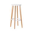 2 Tabourets hauts WOODY - pied hêtre - assise blanche