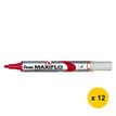 Pentel Maxiflo - Marker - niet permanent - voor whiteboard - rood - 1.1 mm - fijn - terugtrekbaar - pak van 12