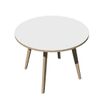 Table haute ronde - 100 cm - 4 Pieds bois - plateau blanc avec bords chêne