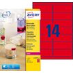 Avery - 350 Étiquettes amovibles rouge fluo - 38,1 x 99,1 mm - Impression laser - réf L7263R-25