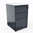 Caisson hauteur bureau 60 cm EVIDENCE - 2 tiroirs + 1 tiroir dossiers suspendus - corps anthracite - top imitation merisier