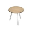 Table haute ronde - 80 cm - 3 pieds métal blanc - plateau imitation chêne