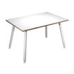 Table haute - 120 x 80 x 105 cm - Pieds métal blancs - Blanc chants chêne