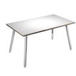 Table haute - 140 x 80 x 105 cm - Pieds métal blancs - Blanc chants chêne