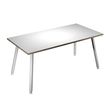 Table haute - 160 x 80 x 105 cm - Pieds métal blancs - Blanc chants chêne