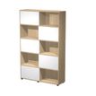 Bibliothèque haute TETRIS  - L120 x H190,6 x P35 - Corps chêne - Portes blanches