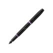 Parker Vibrant - Stylo plume noir - pointe fine - bague violet améthyste