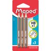 Maped Black'Peps - Pack de 3 mini crayons graphite